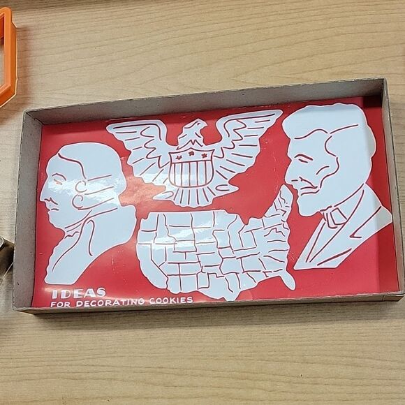 Vintage Patriotic Cookie Cutters Set of 4 Lincoln Washington Eagle USA - Picture 4 of 6